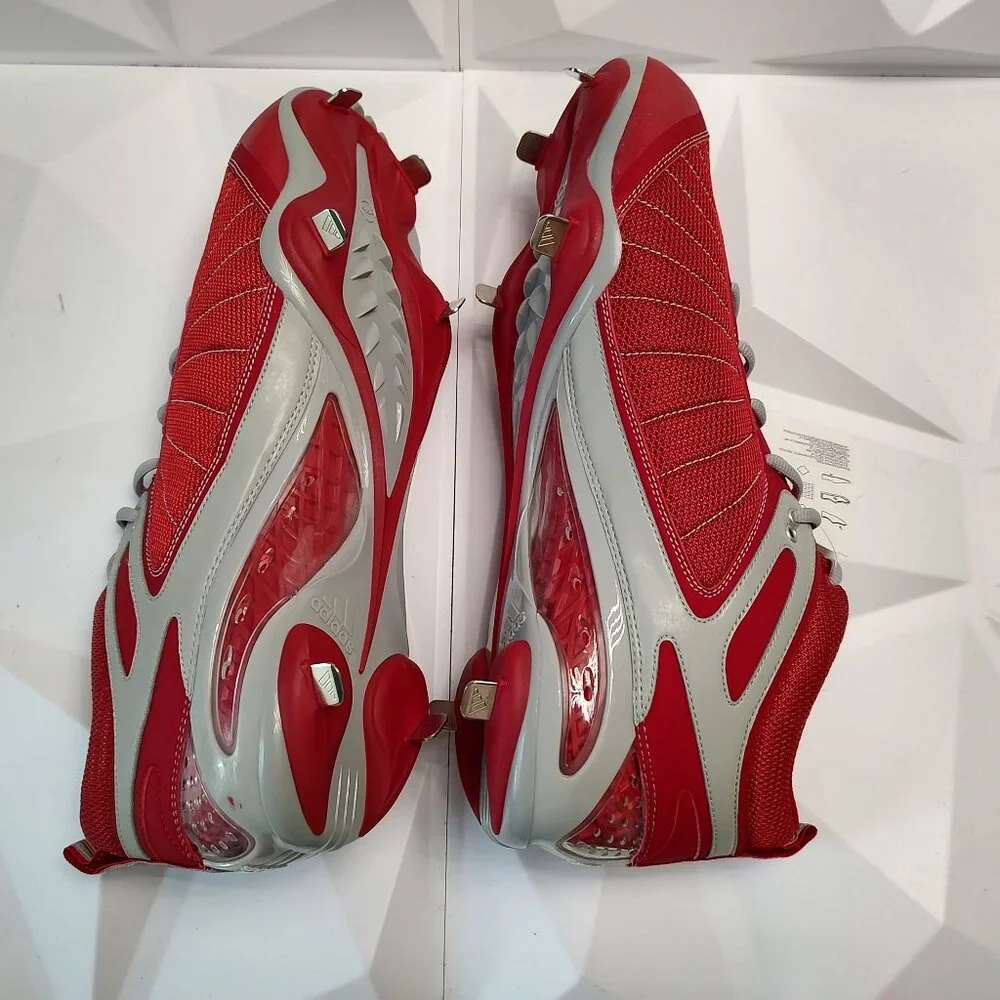 Adidas Mens Baseball Cleat 15 Red Gray AST TR Howard Mid Metal Softball Sport - Picture 10 of 10